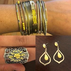 Yellow Beaded Jewelry Set